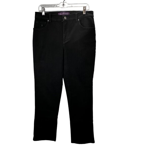 Gloria Vanderbilt Amanda Jeans size 12P 12 Petite Black Denim Stretch - Picture 1 of 6